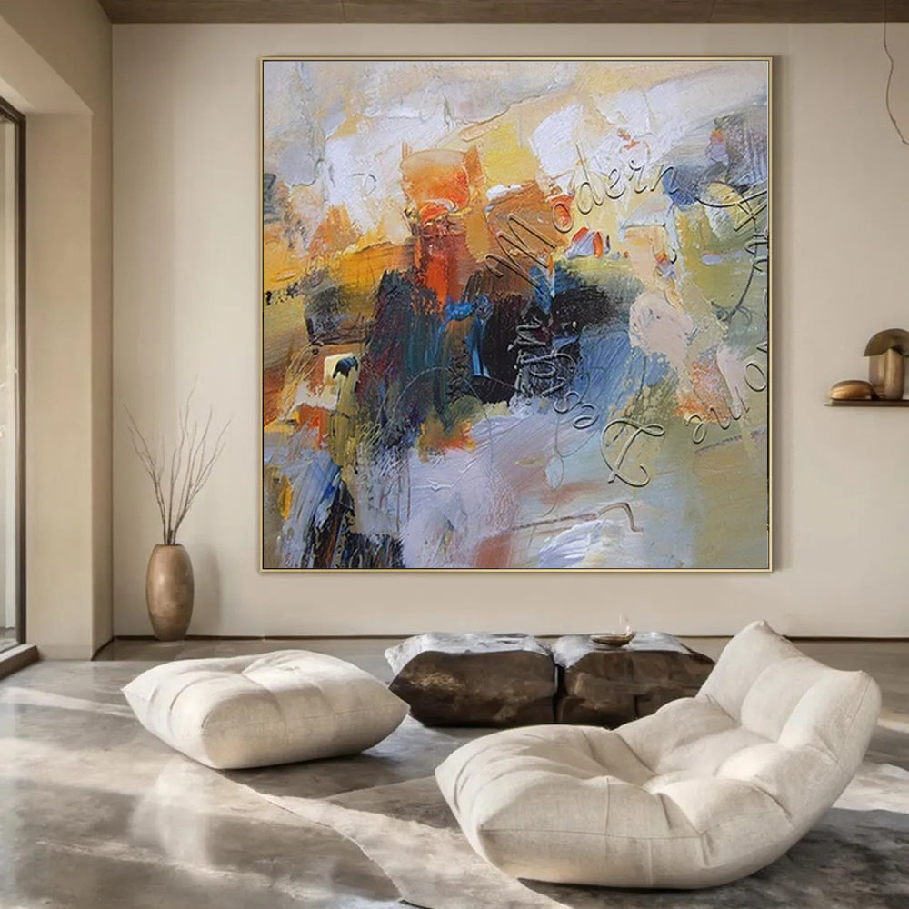 Giant Contemporary Abstract Painting for Wine Tasting Room Interiors