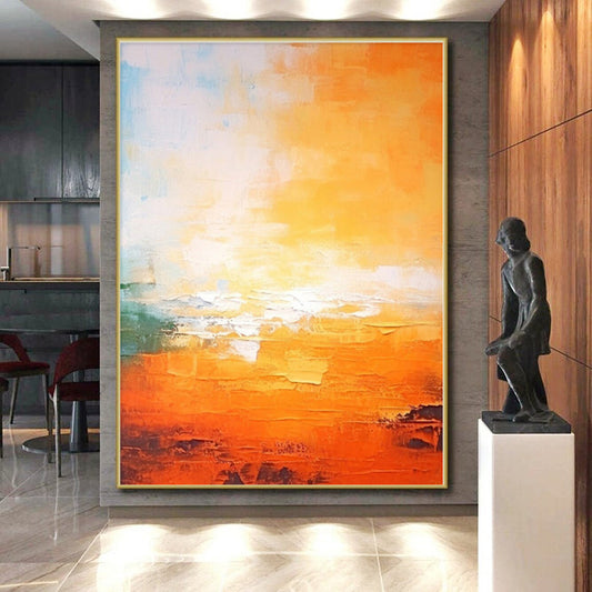 Enormous Made-to-Order Abstract Painting for Mudroom Pet Feeding Station Wall