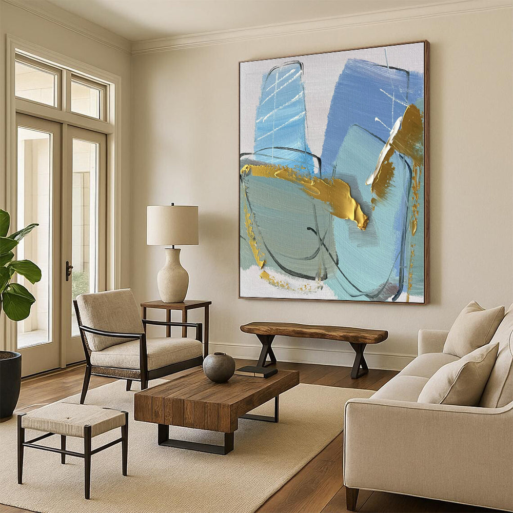 Oversized Made-to-Order Hand-Painted Abstract Art for Reading Nook Alcove Wall