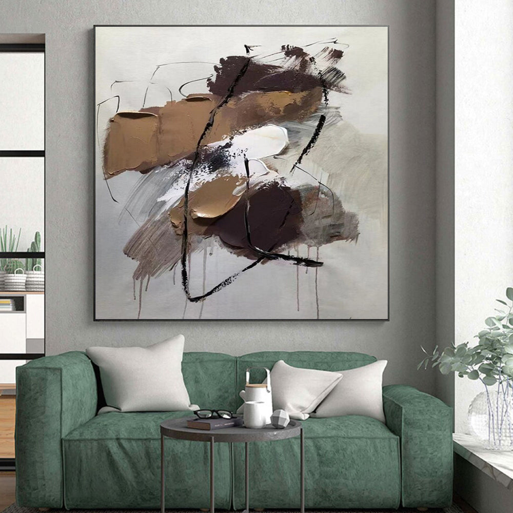 Large-Scale Modern Abstract Art for Attic Living Space Character Building
