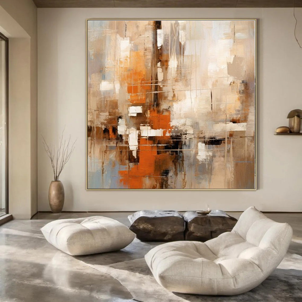 Vibrant Botanical Hand-Painted Abstract Canvas for Nature-Loving Bedrooms