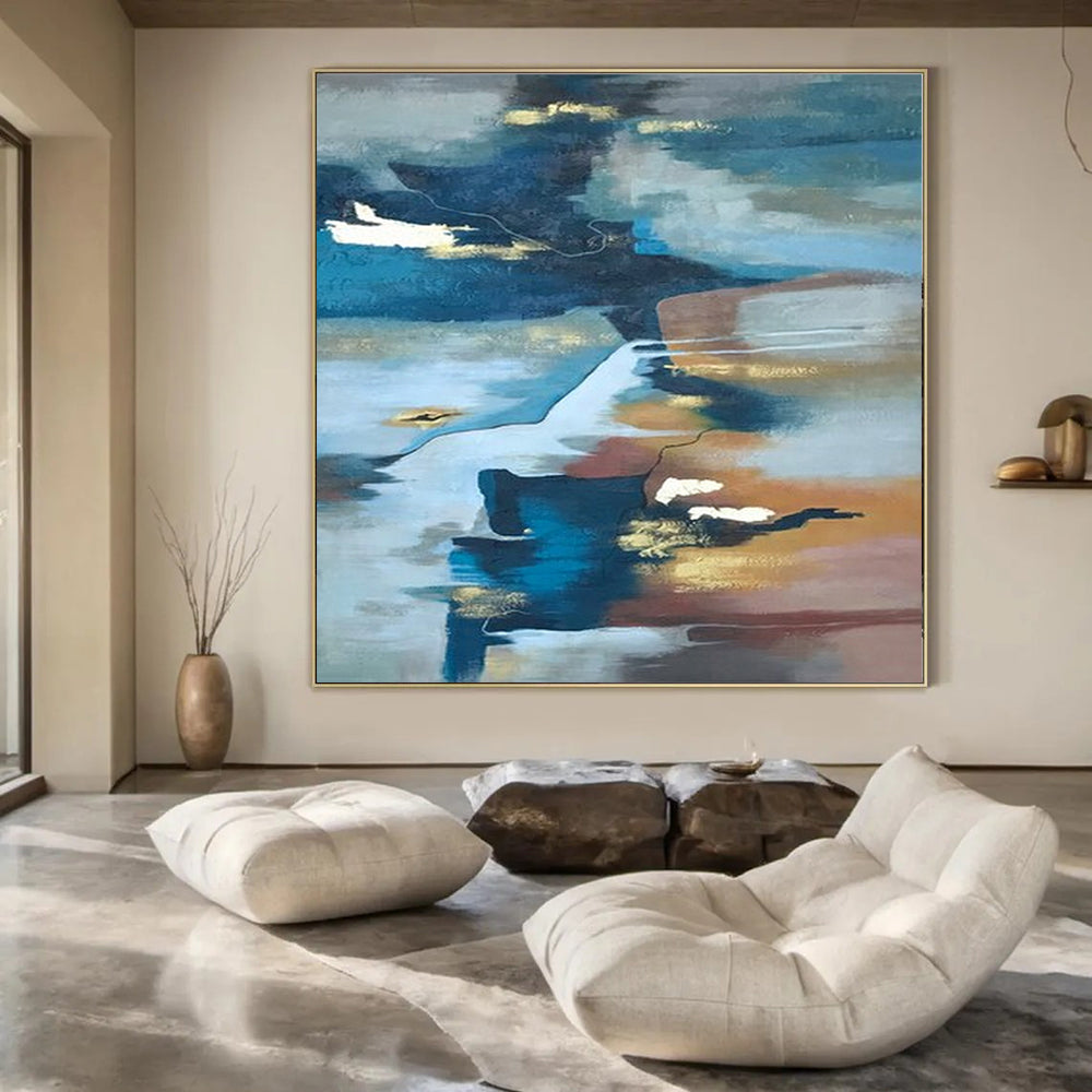 Large-Scale Hand-Painted Contemporary Abstract Mural for Boutique Hotel Spa Areas