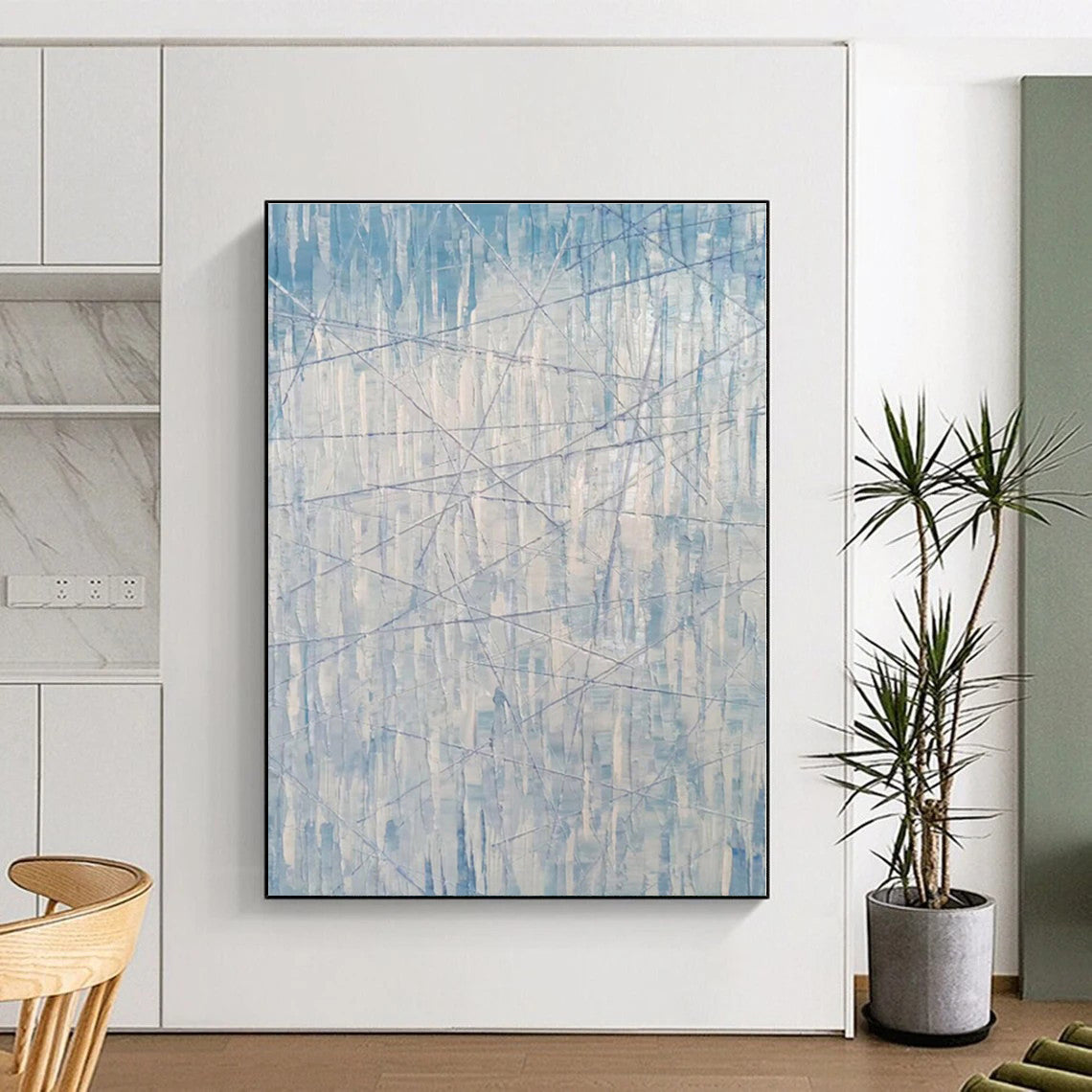 Huge Hand-Painted Abstract Canvas for Attic Storage and Display Wall