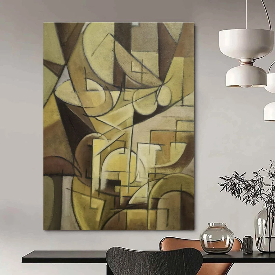 Custom Hand-Painted Abstract Canvas for Bar & Hotel Reception Areas