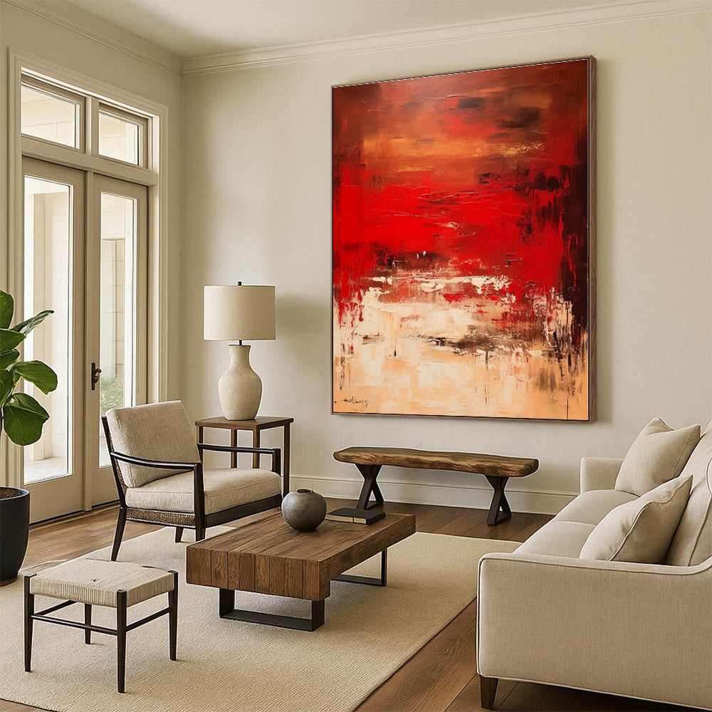 Custom Large-Scale Hand-Painted Abstract Canvas for Family Room Focal Wall
