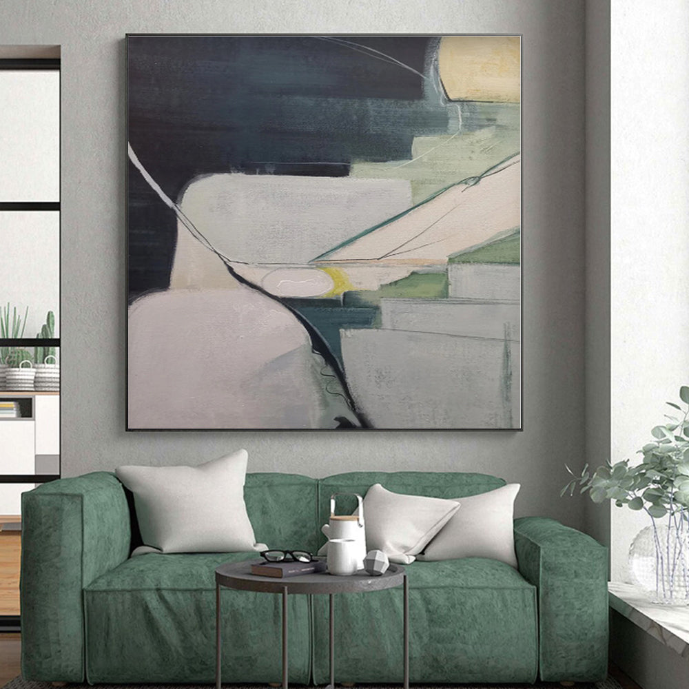 Gigantic Abstract Landscape Hand-Painted Painting for Home Library Knowledge Wall