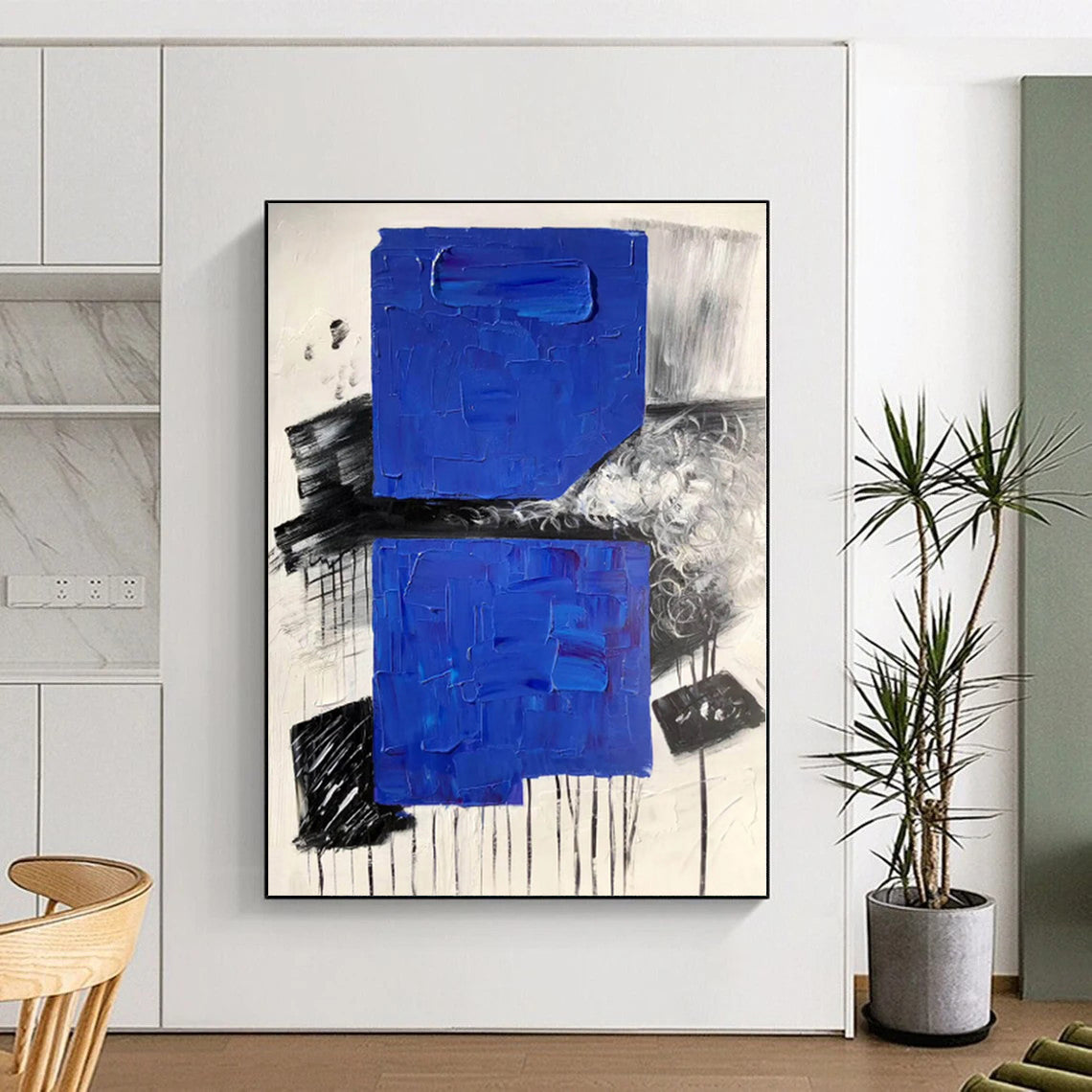 Oversized Custom Abstract Painting for Home Wine Cellar Barrel Racking and Tasting Areas
