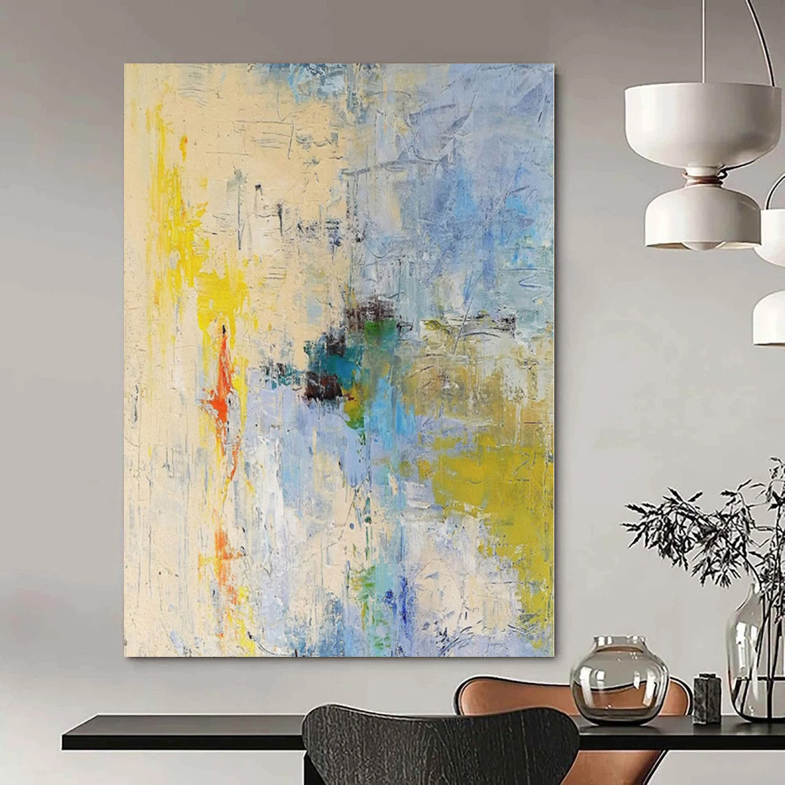 Immense Abstract Canvas for Breakfast Nook Benches - Hand-Painted Resin on Canvas