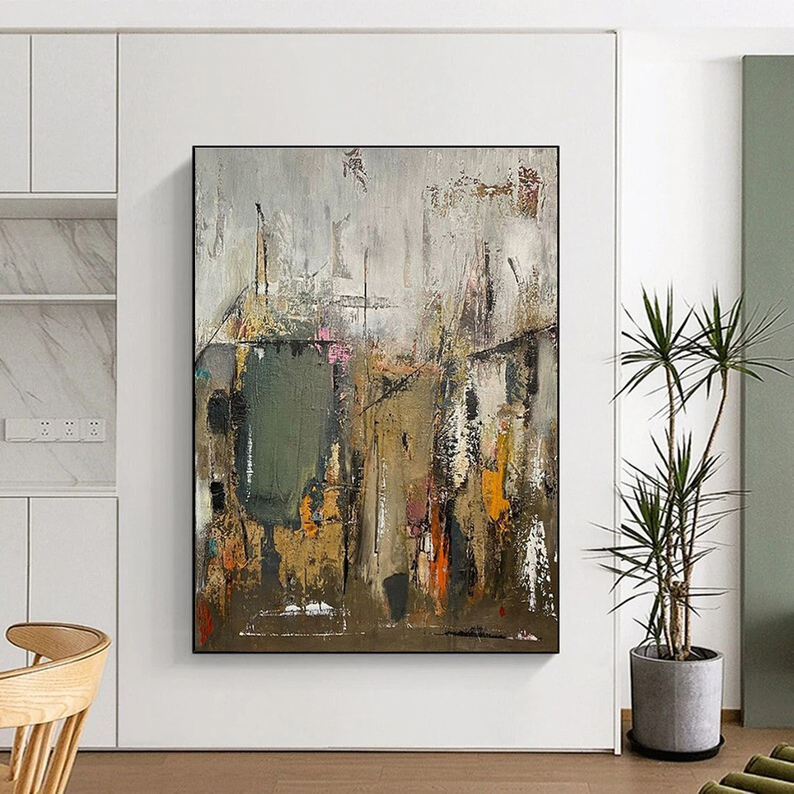 Large-Scale Modern Abstract Art for Contemporary Dining Room Feature Wall
