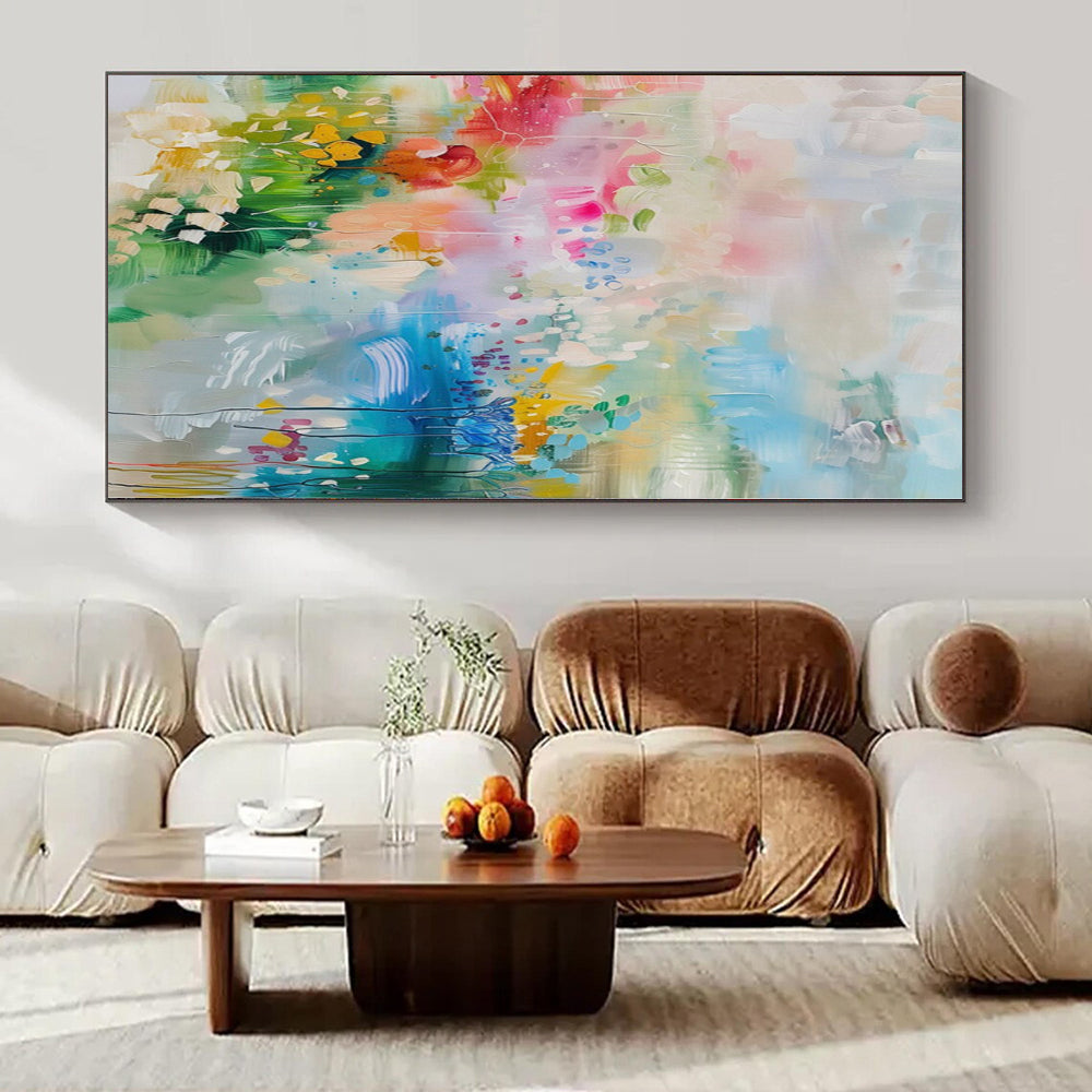 Colossal Hand-Painted Contemporary Abstract Mural for Dining Room Wine Tasting Areas