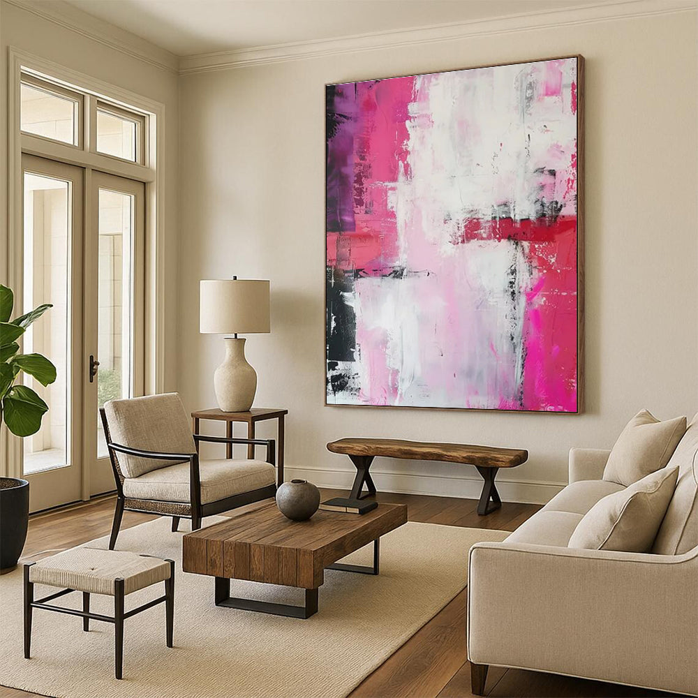 Large-Scale Modern Abstract Wall Art for Family Room Gathering Centerpiece