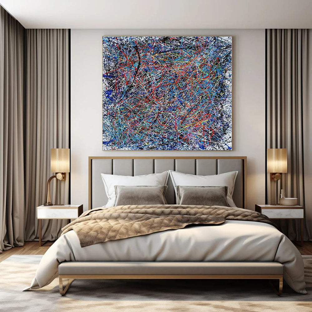 Oversized Custom Hand-Painted Abstract Canvas for Office Training Halls