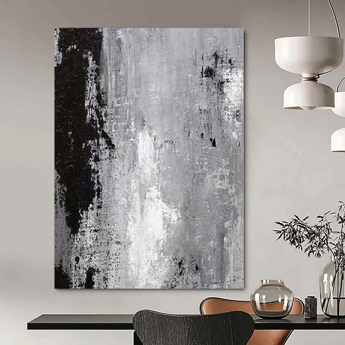 Enchanting Hand-Painted Abstract Mural for Living Room Alcoves
