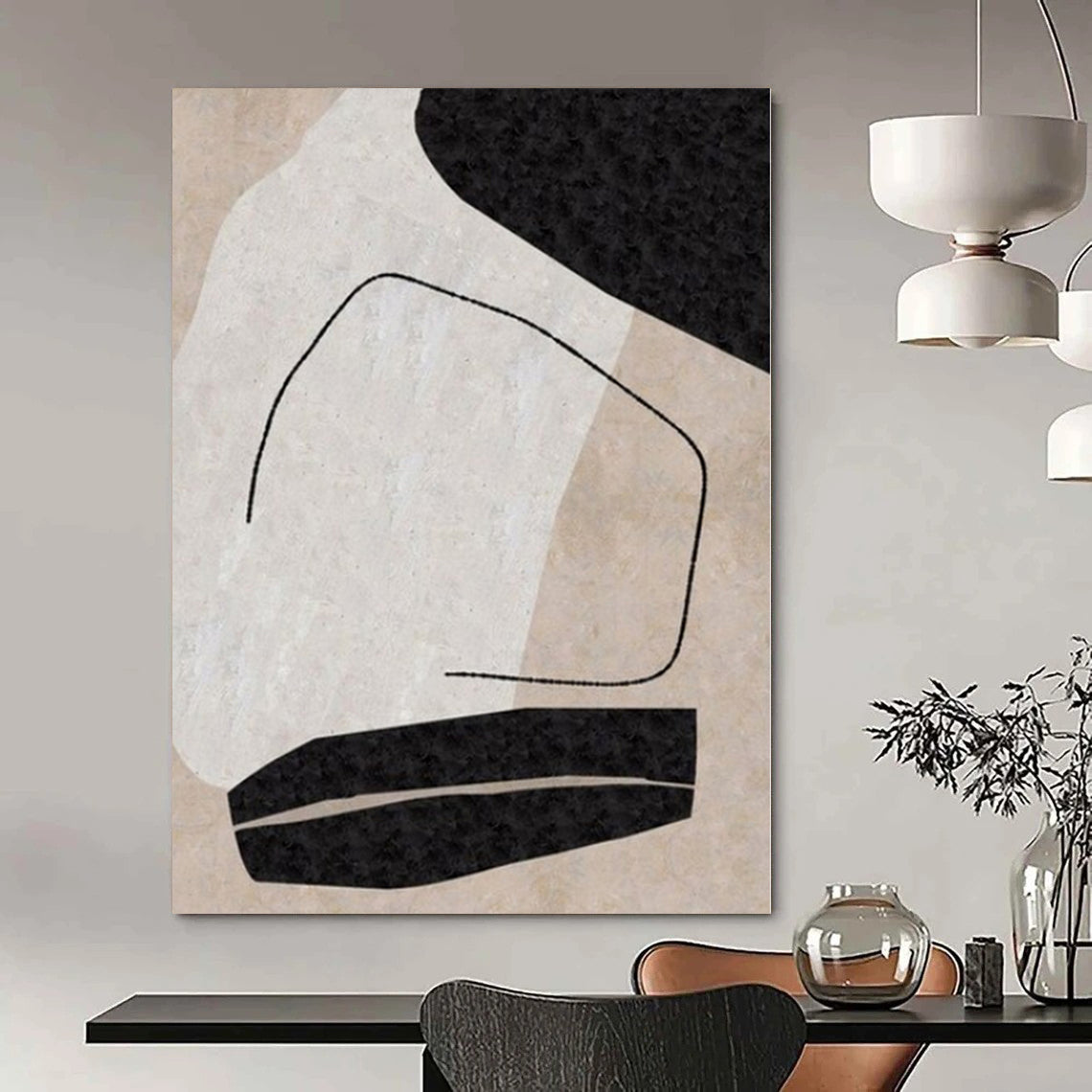 Showstopping Hand-Painted Abstract Art for Living Room Entryways
