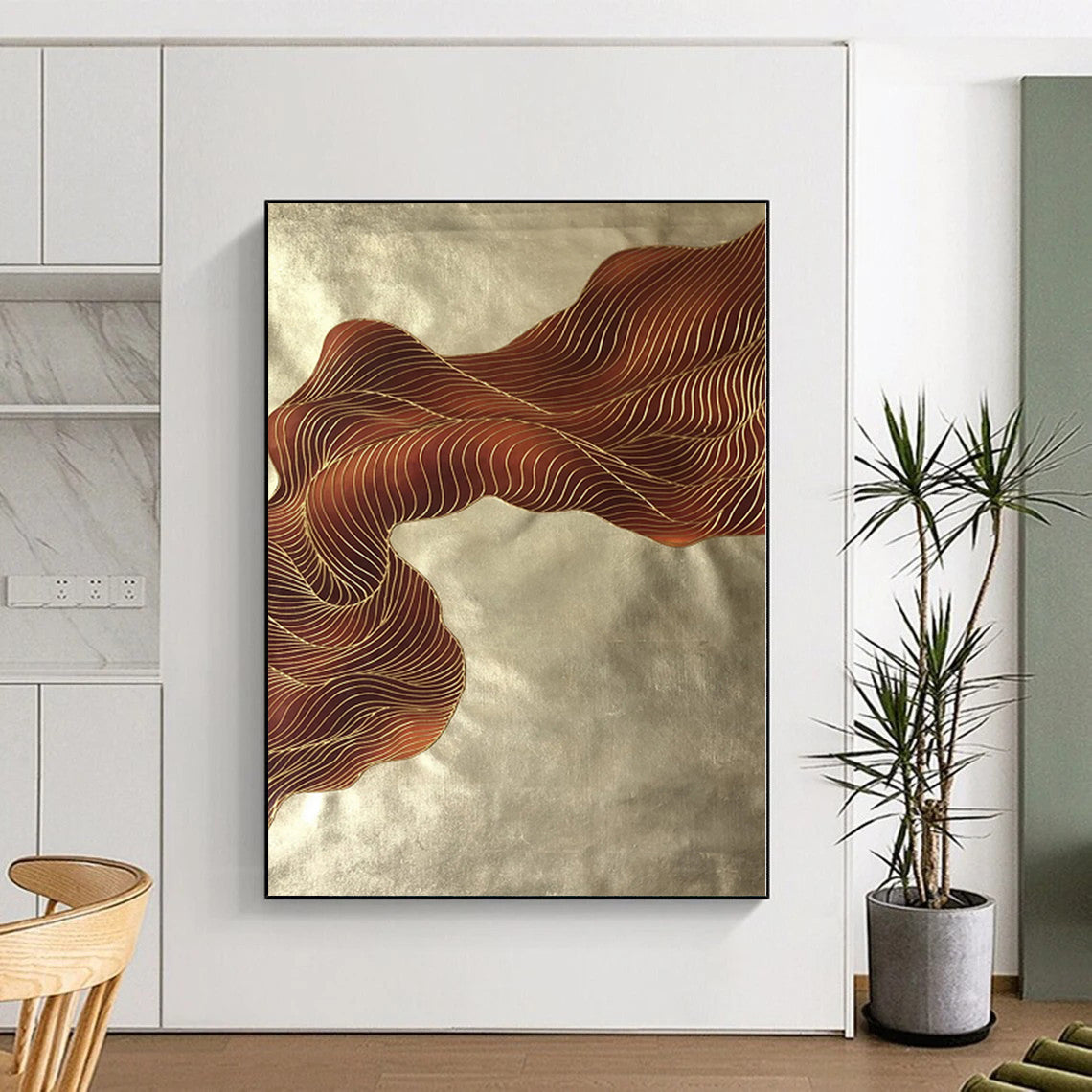 Immense Hand-Painted Abstract Art for Home Gym Mirror Wall Opposites