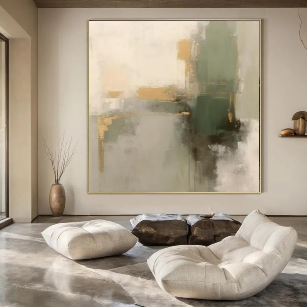 Huge Hand-Painted Contemporary Abstract Canvas for Office Shipping and Receiving Areas