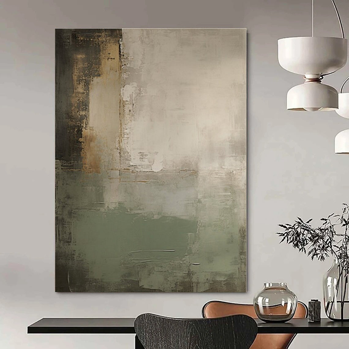 Oversized Custom Hand-Painted Abstract Mural for Living Room and Bar