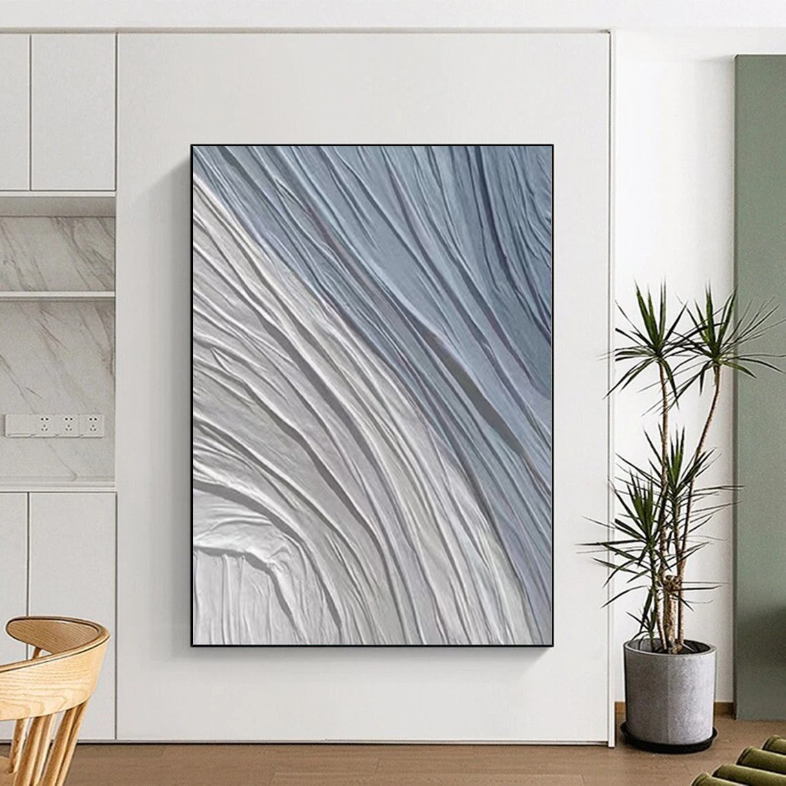 Oversized Custom Abstract Art for Mudroom Entry Feature Wall
