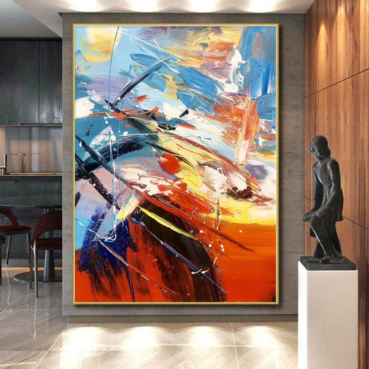 Immense Hand-Painted Abstract Art for Home Gym Equipment and Mirror Walls