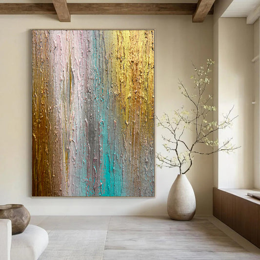 Oversized Hand-Painted Modern Abstract Painting for Bedroom Dressing Areas