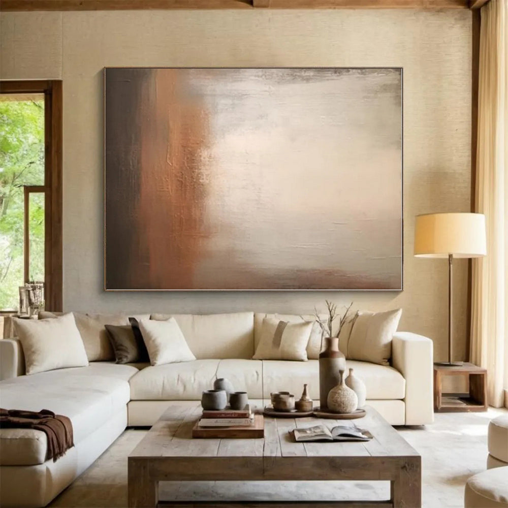 Staggering Hand-Brushed Abstract Painting for Basement Game Night Wall