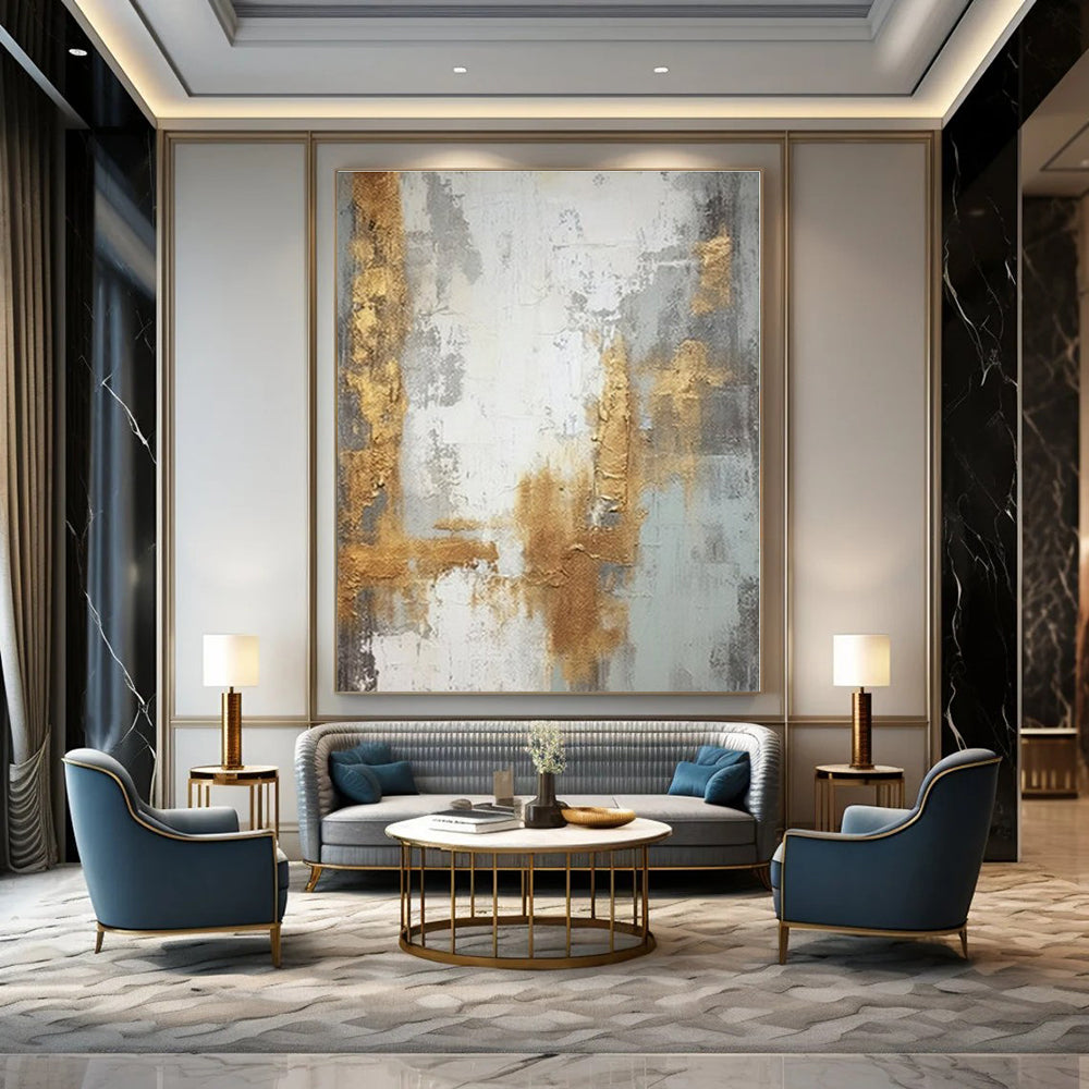 Oversized Hand-Painted Contemporary Abstract Mural for Office Collaboration Spaces
