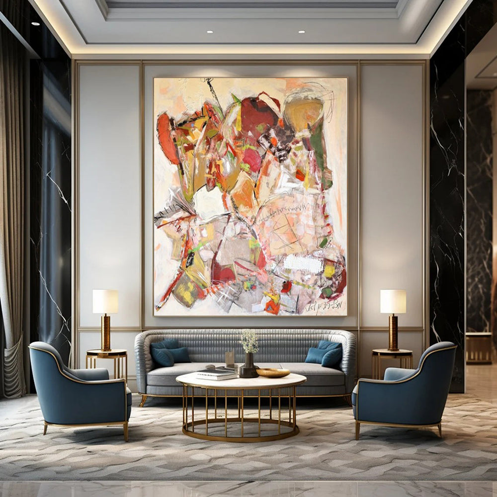 Super-Sized Hand-Painted Modern Abstract Wall Decor for Dining Room Behind Dining Sets
