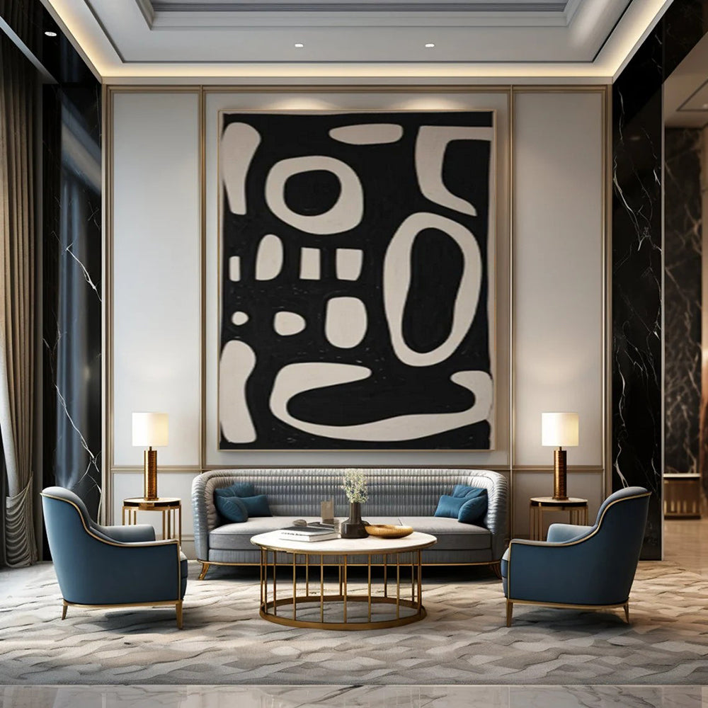 Large Hand-Painted Contemporary Abstract Wall Art for Family Home Mudrooms