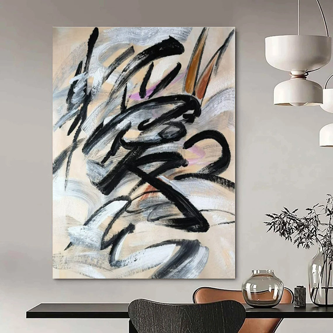 Oversized Custom Hand-Painted Abstract Canvas for Office Legal Departments