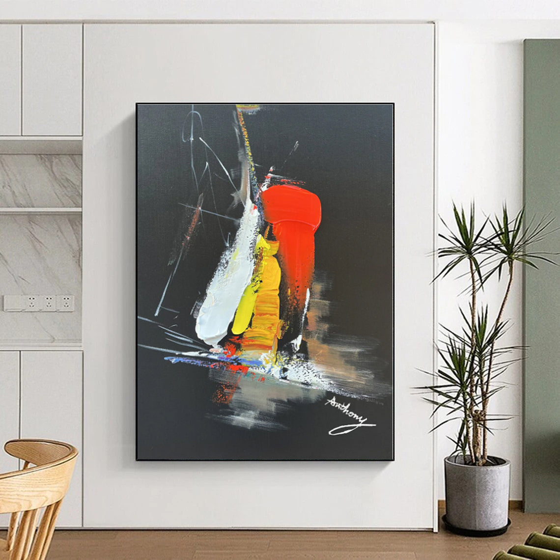 Gigantic Hand-Crafted Abstract Canvas for Dining Room Feast Wall