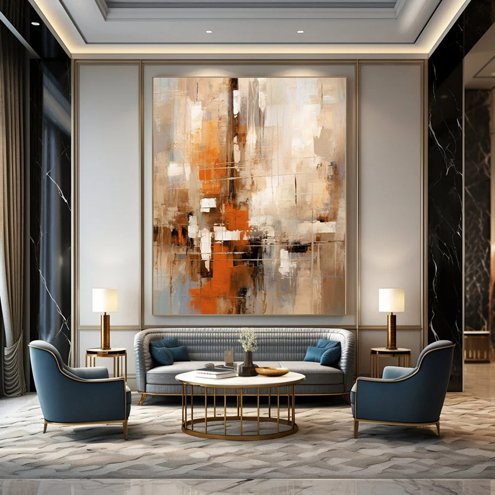 Vibrant Botanical Hand-Painted Abstract Canvas for Nature-Loving Bedrooms