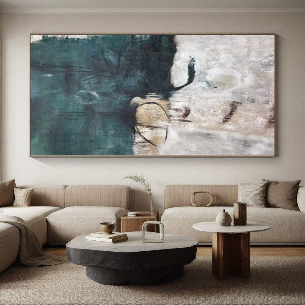 Giant Hand-Painted Abstract Art for Basement Recreation and Gaming Zones
