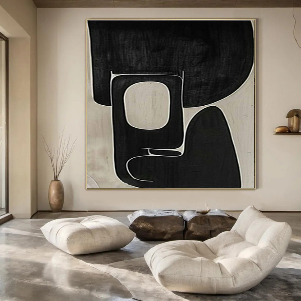 Oversized Hand-Painted Modern Abstract Painting for Family Home Meditation Nooks