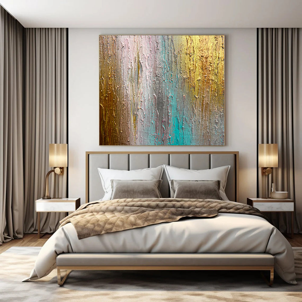 Oversized Hand-Painted Modern Abstract Painting for Bedroom Dressing Areas