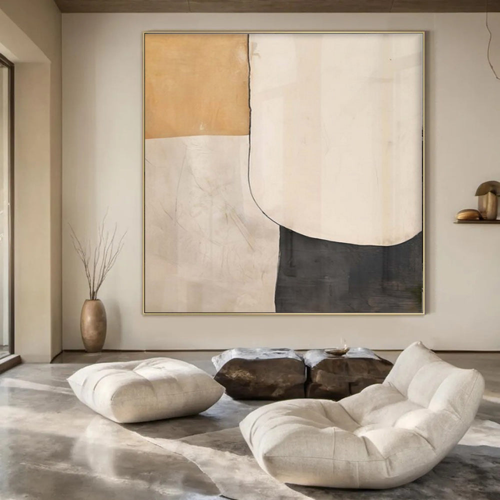 Colossal Hand-Painted Contemporary Abstract Canvas for Family Home Entryways