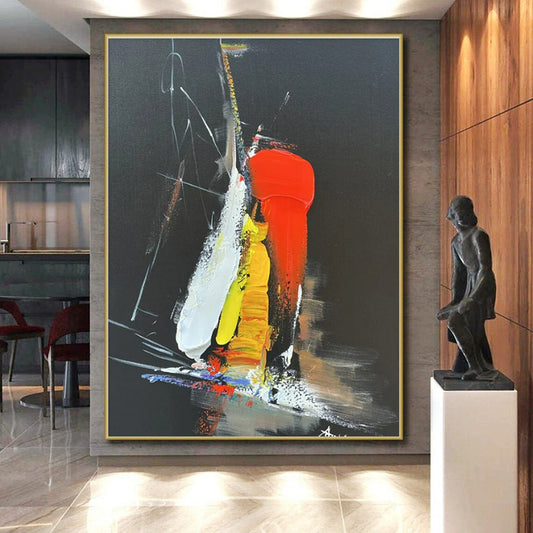 Modern Oversized Hand-Painted Abstract Canvas for Living Room Focal Feature