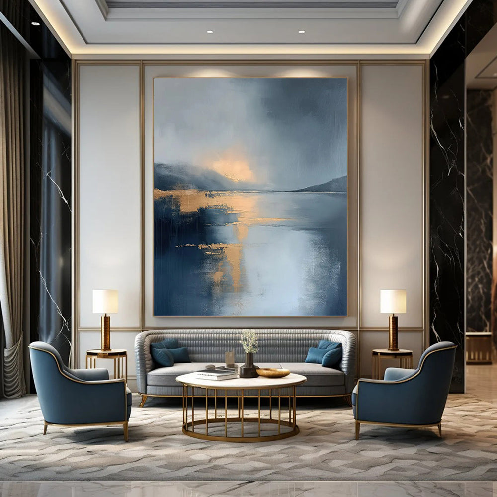 Giant Hand-Painted Modern Abstract Artwork for Fitness Studio Spin Class Rooms