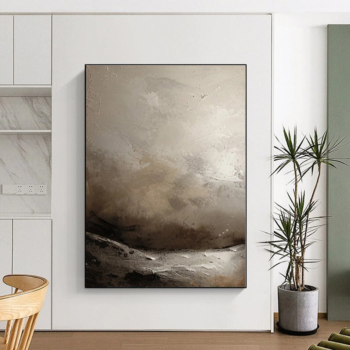 Vast Minimalist Hand-Painted Abstract Art for Sunroom Serenity Wall