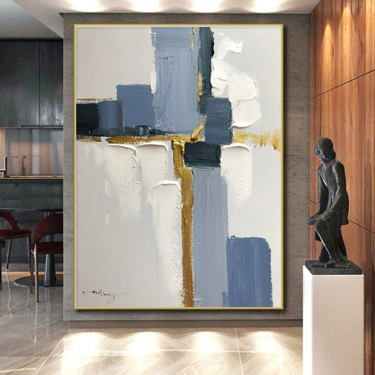 Huge Modern Abstract Painting for Attic Living Space Characterful Design