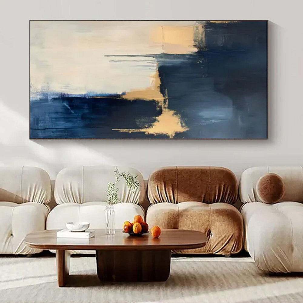 Custom Hand-Painted Abstract Wall Art for Office Virtual Meeting Rooms
