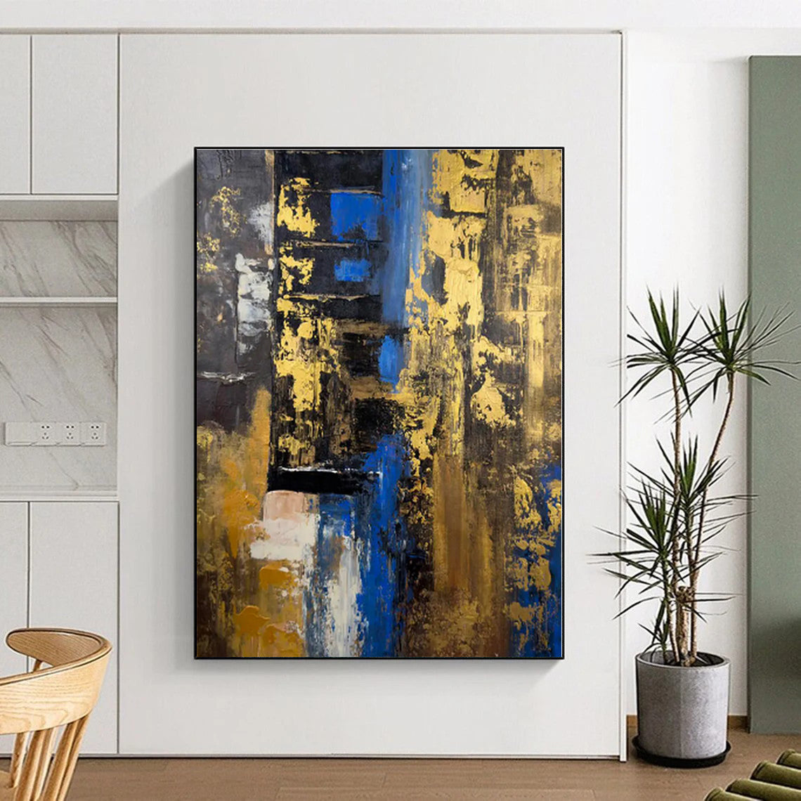 Huge Hand-Painted Abstract Canvas for Attic Storage and Display Wall