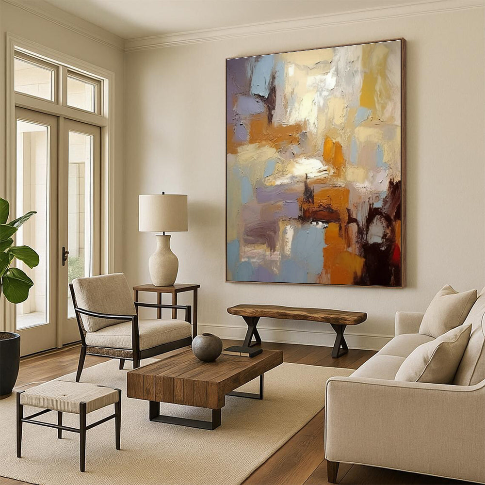 Super-Sized Custom Hand-Painted Abstract Canvas for Kids’ Playroom Reading Nook Wall LargeART0608