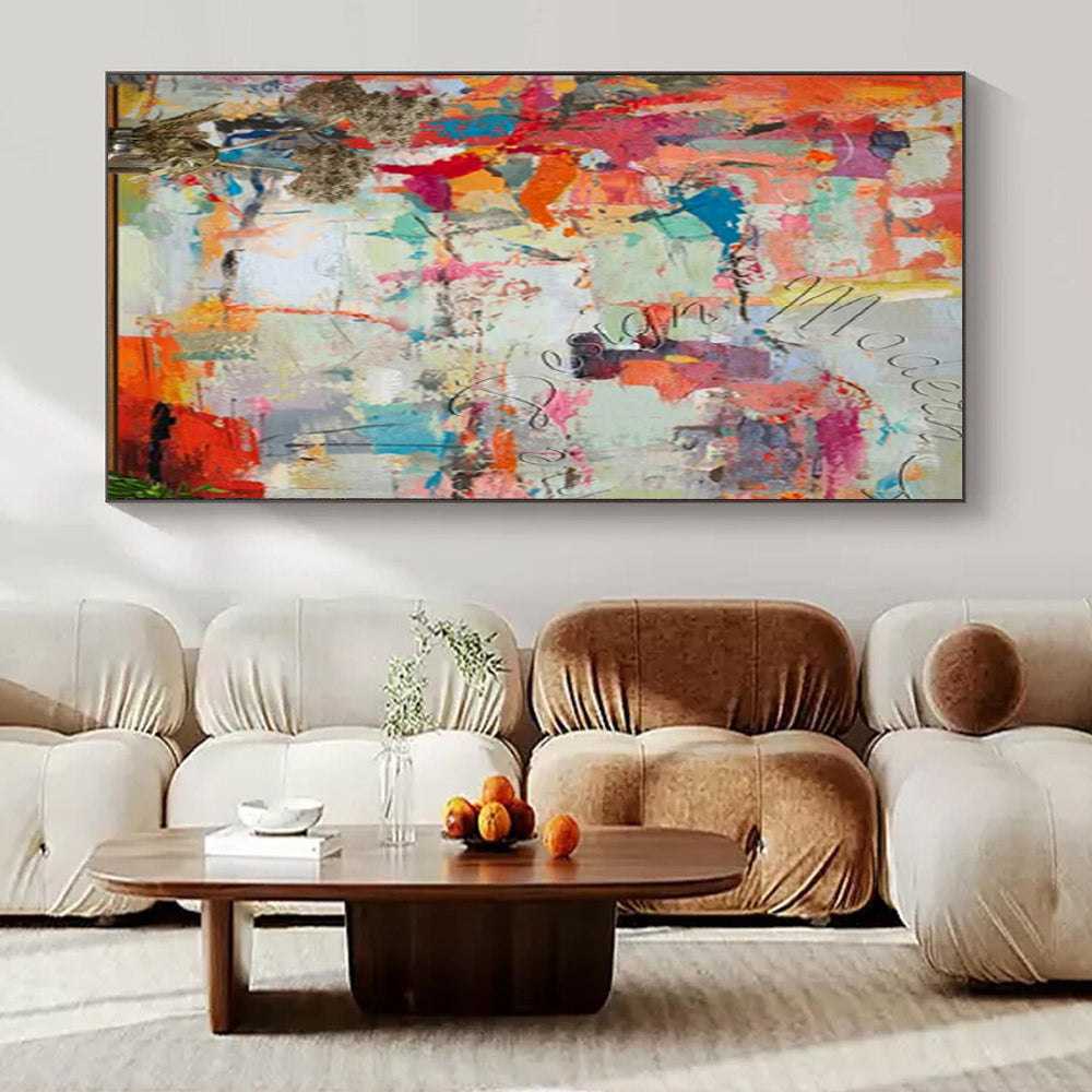 Gigantic Hand-Painted Modern Abstract Canvas for Corporate Office Reception Areas