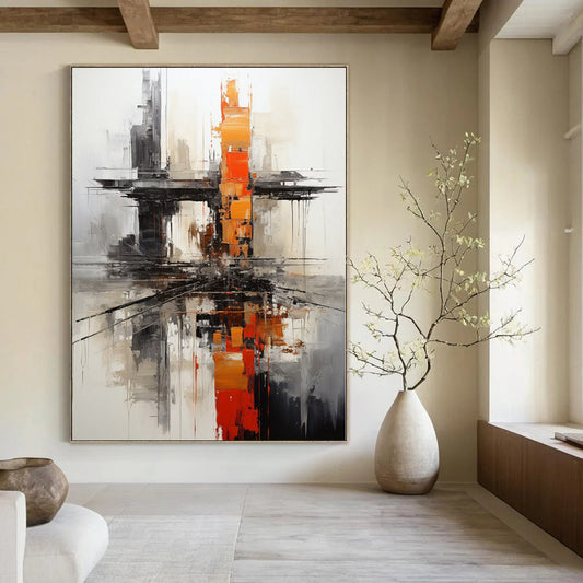 Giant Abstract Art for Rooftop Garden Retreats - Made to Order Mixed Media on Canvas