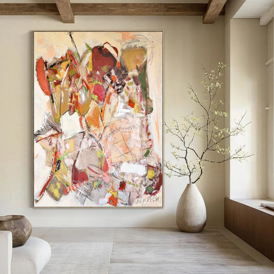 Super-Sized Hand-Painted Modern Abstract Wall Decor for Dining Room Behind Dining Sets