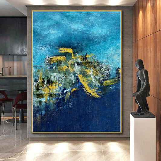 Custom Oversized Abstract Canvas - Hand-Painted Acrylic for Luxury Villa Foyers