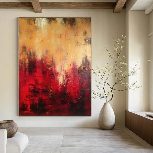 Oversized Hand-Painted Modern Abstract Mural for Boutique Hotel Spa Treatment Rooms