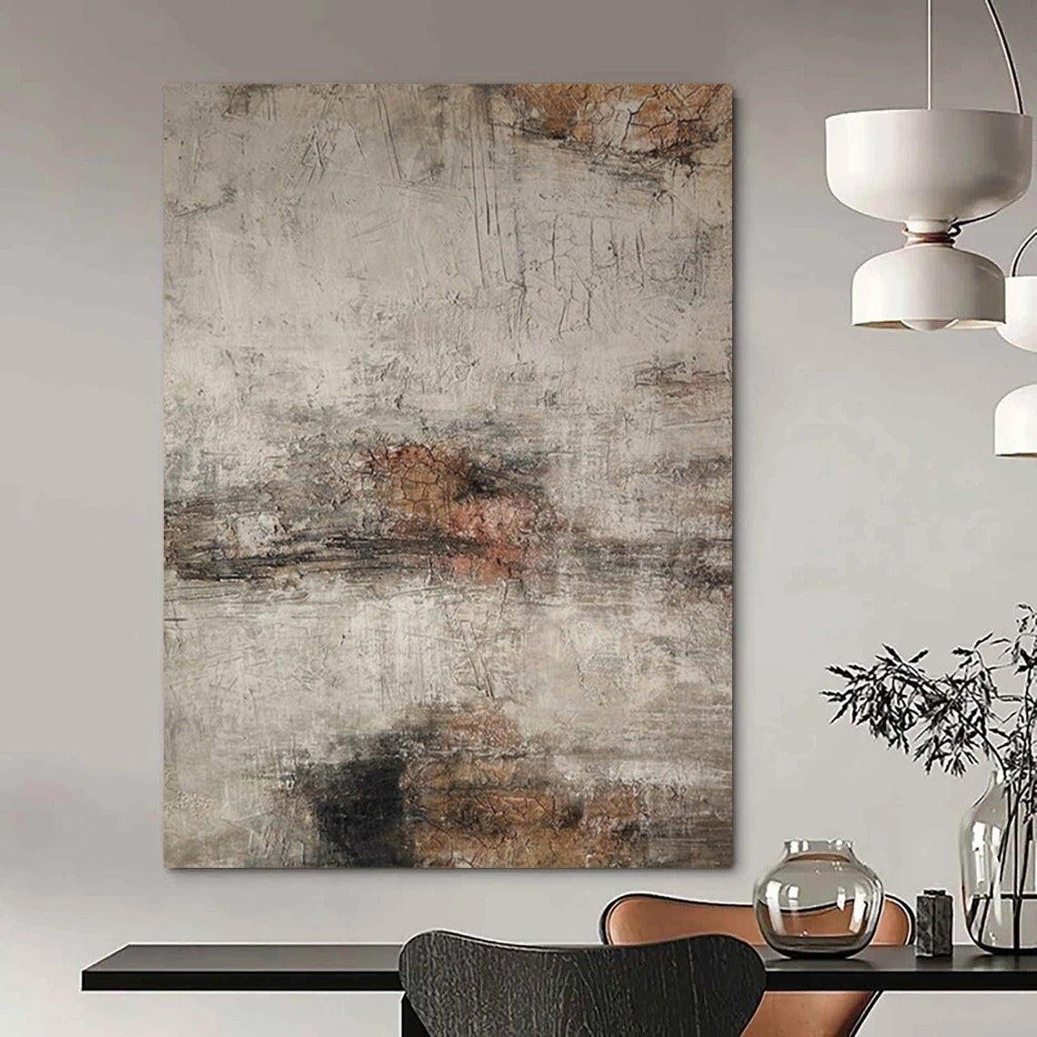 Large-Scale Hand-Painted Modern Abstract Mural for Yoga Studio Meditation Garden Backdrops