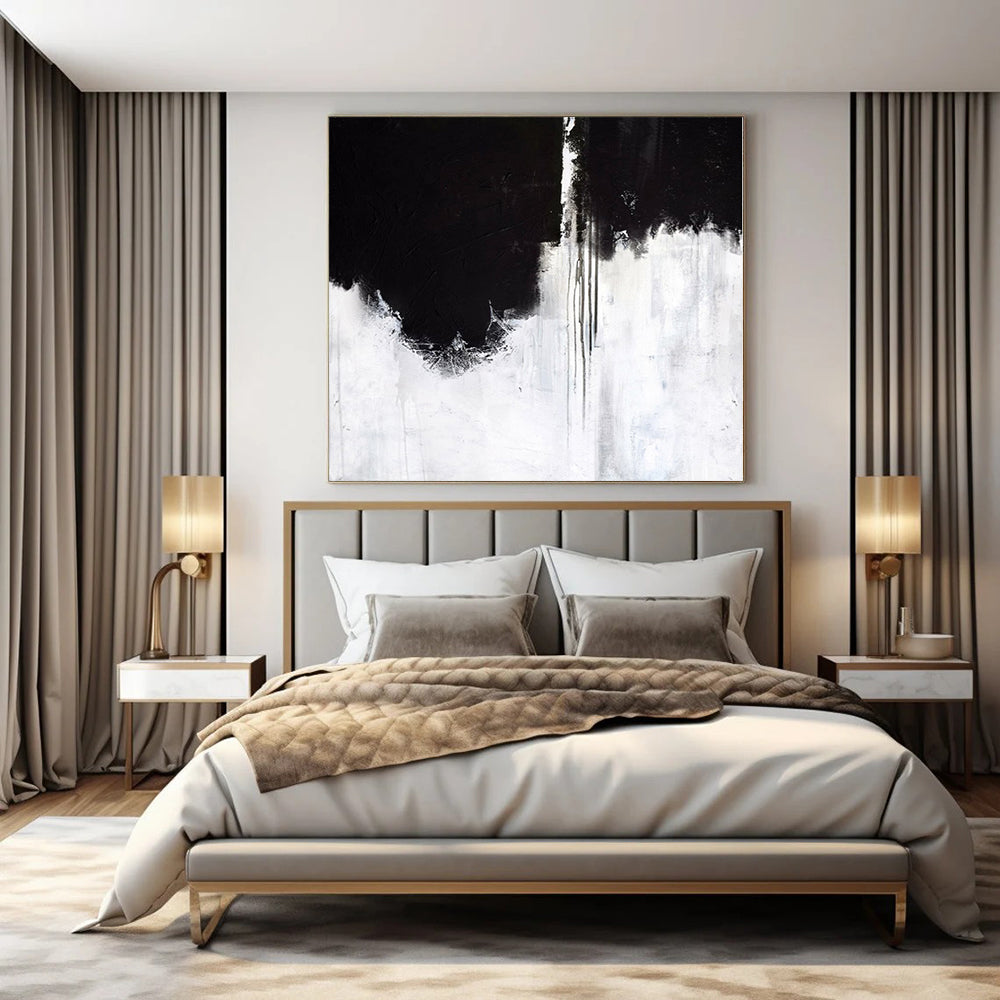 Captivating Hand-Painted Abstract Painting for Living Room Bookshelf Backdrops