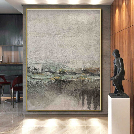 Oversized Abstract Folk Art Hand-Painted Canvas for Attic Hideaway Wall